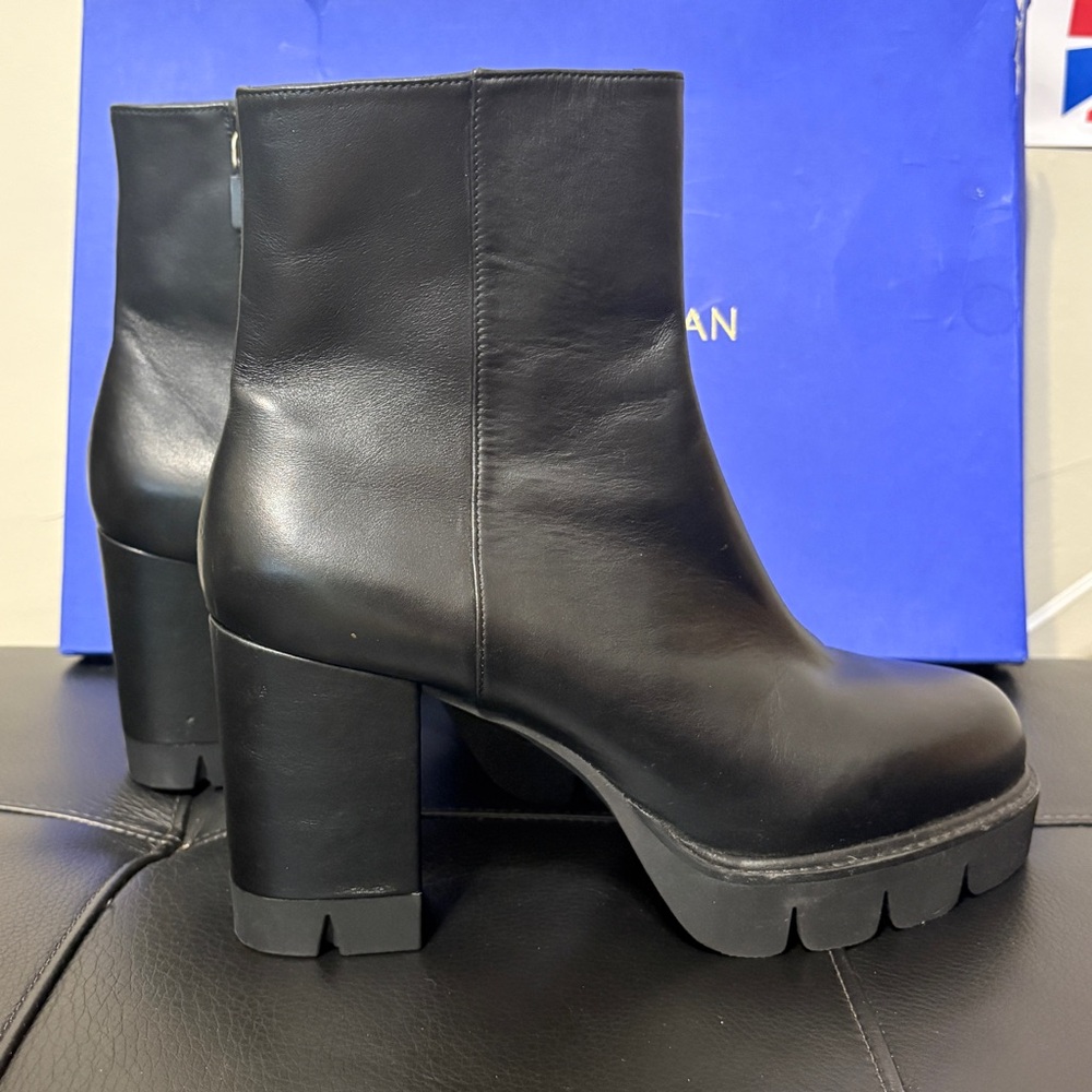 NWB Stuart Weitzman Black Chunky Heel Boots 8.5B / EU39 (Fits like US 9)